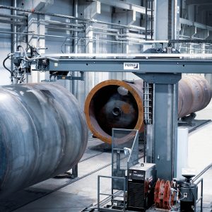 PEMA welding manipulator, column & boom machine from Pemamek in factory environment